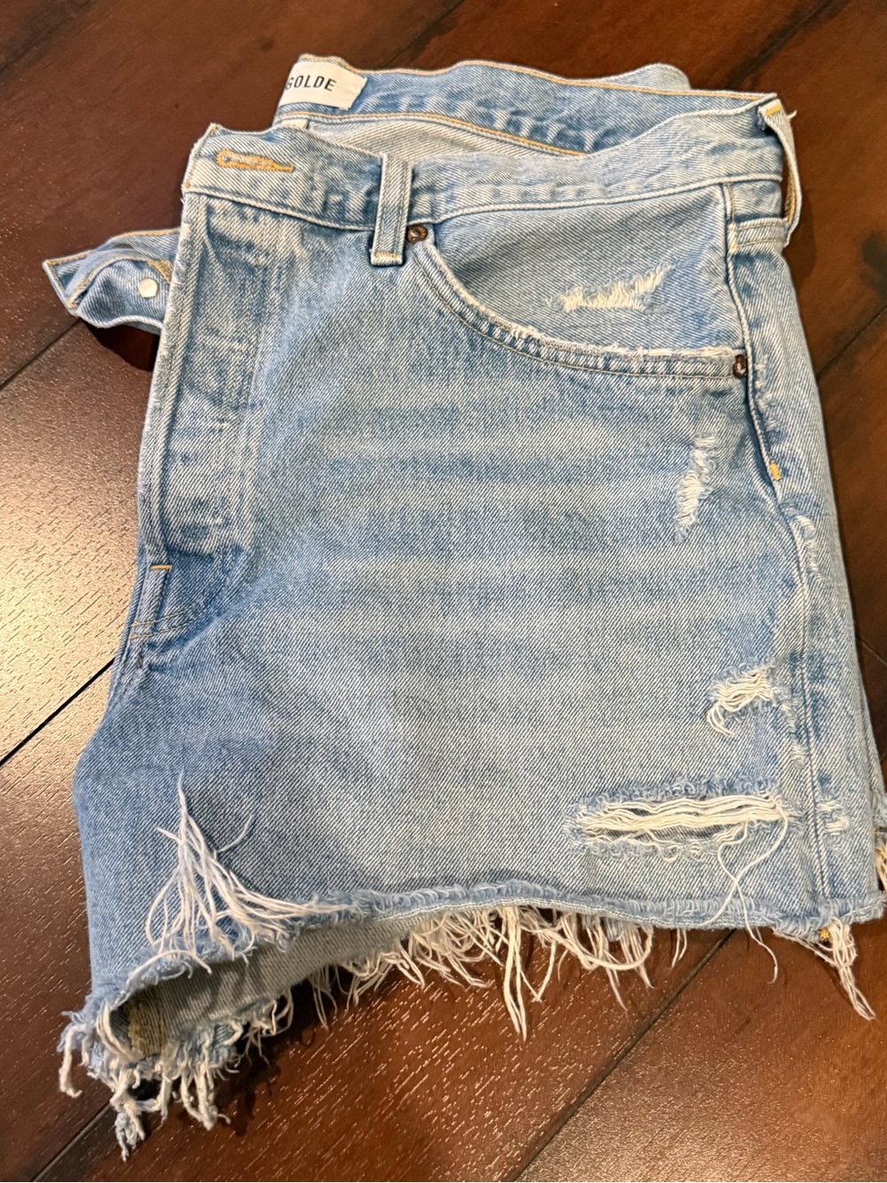AGOLDE Light Wash Distressed Jean Shorts